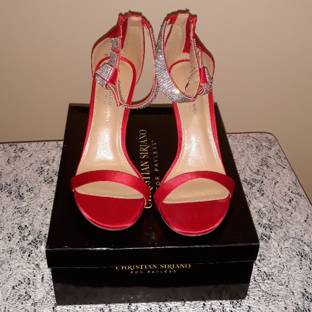 Sexy Red Heels with Rhinestones Size 9